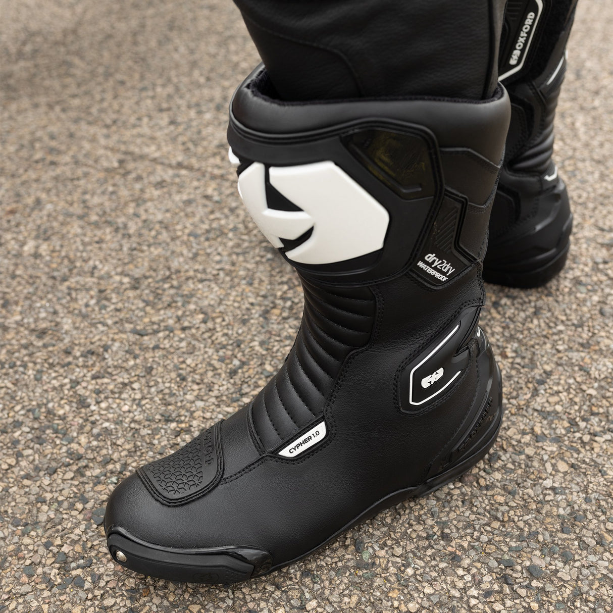 Oxford Cypher 1.0 D2D Motorcycle Boots - Black/White