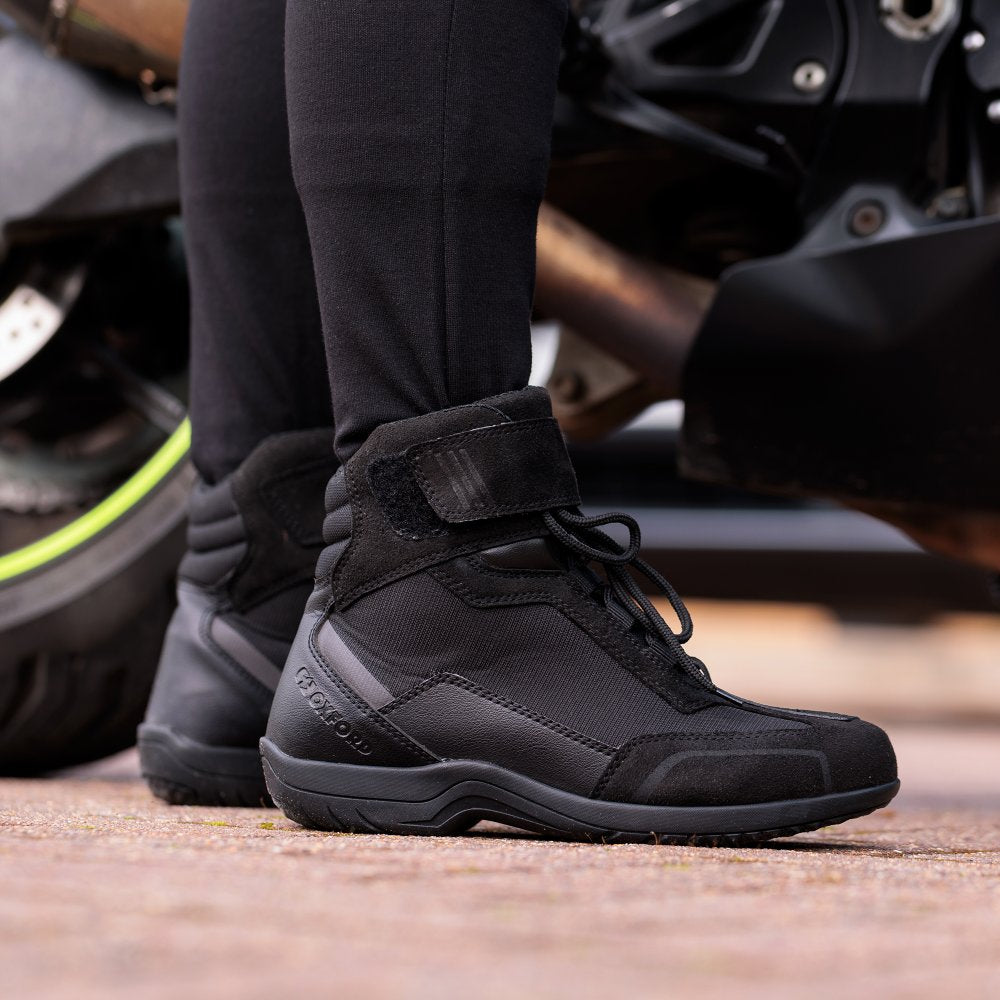 Womens Oxford Spartan Air Motorcycle Boots Black