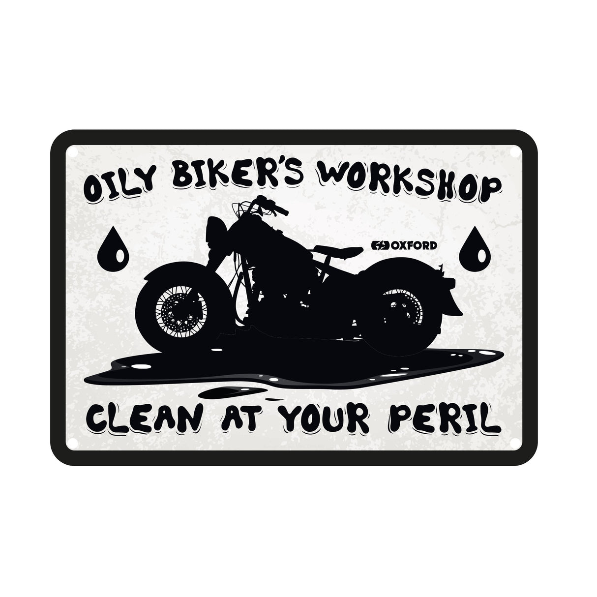 Oxford OX356 Garage Workshop Metal Sign: Oily Bikers Workshop