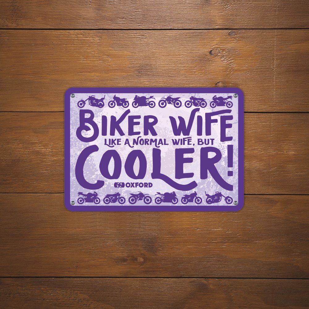 Oxford OX350 Garage Workshop Metal Sign: Biker Wife
