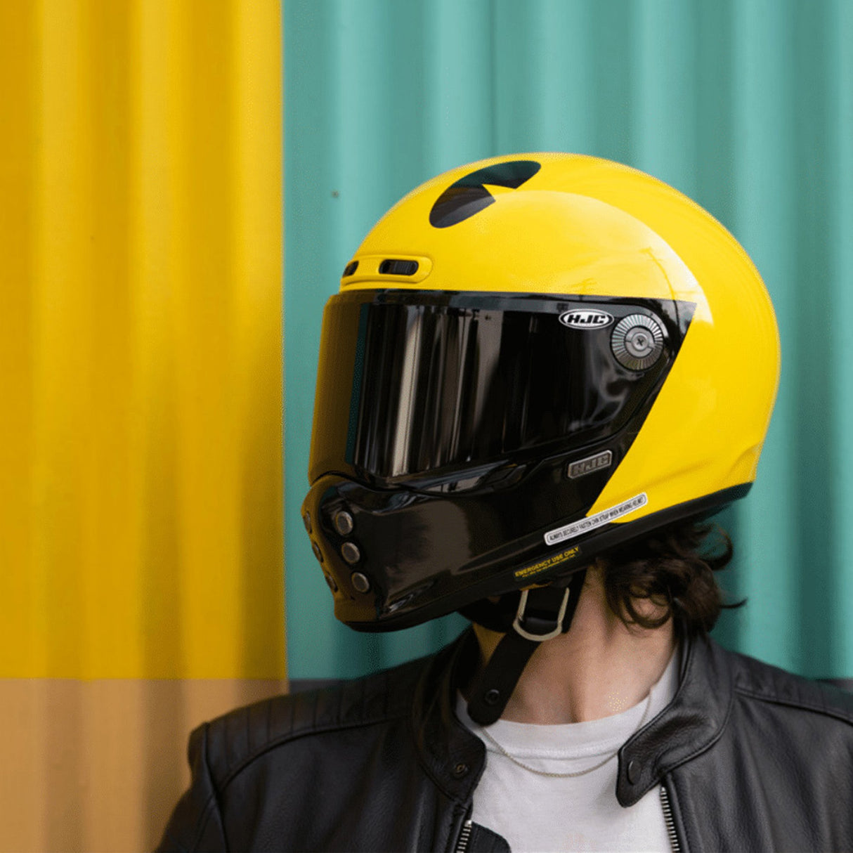 HJC V10 Pac-Man Bandai Namco MC3 Yellow Motorcycle Helmet