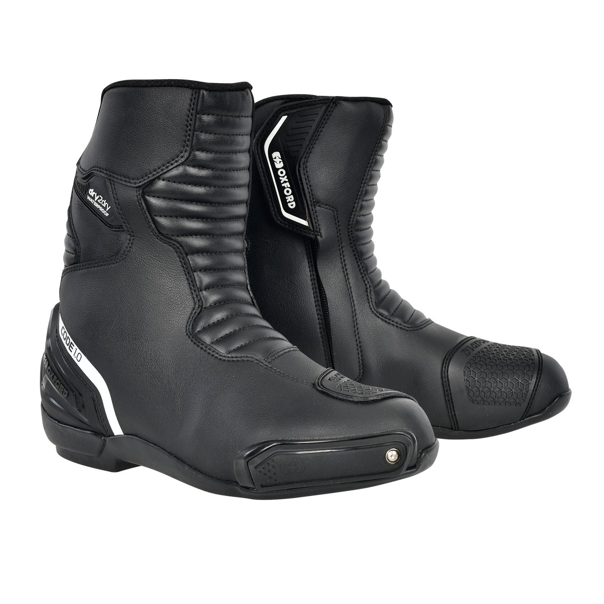 Oxford Code 1.0 Mid Motorcycle Boots - Black/White