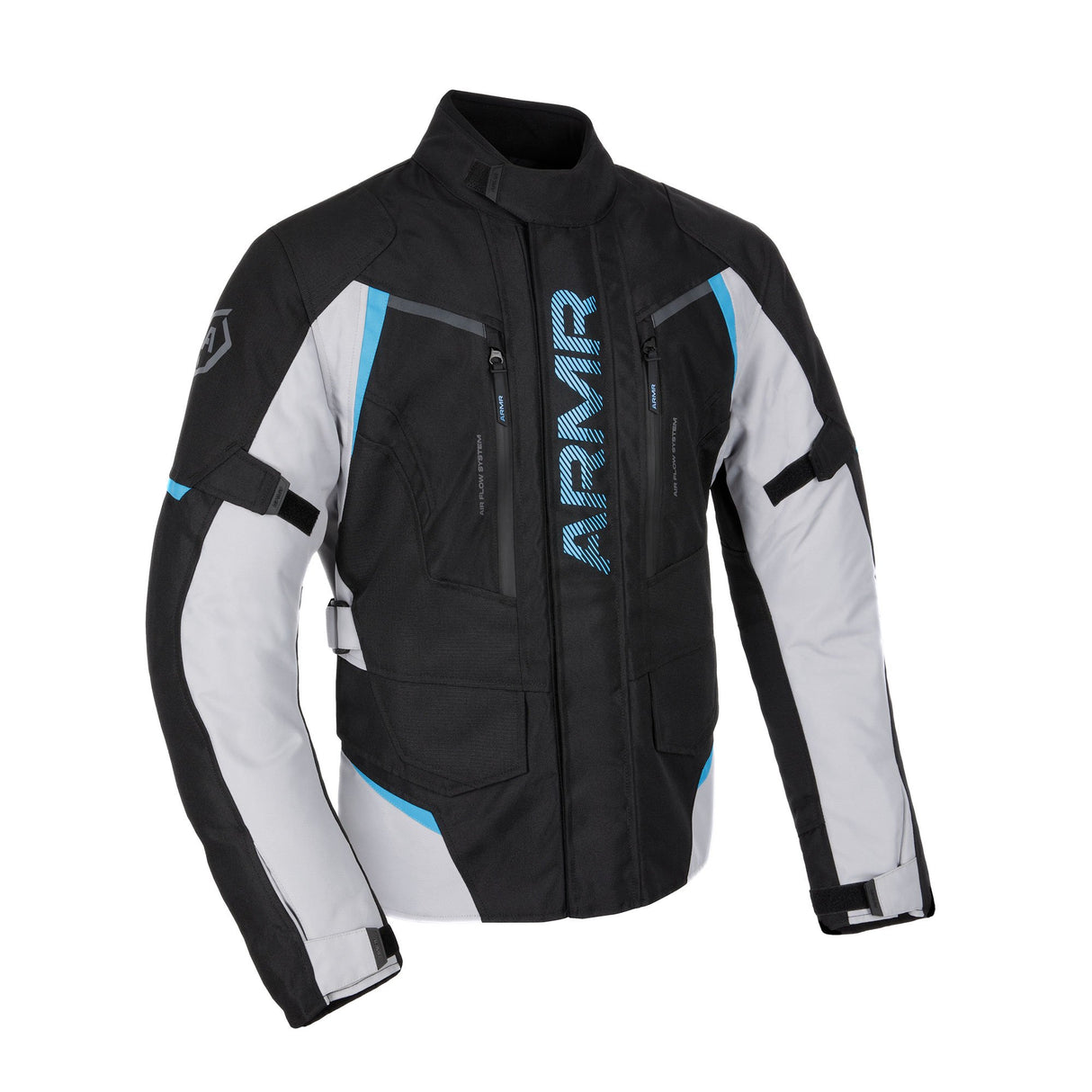ARMR Kiso 4.0 Waterproof Motorcycle Jacket Black Light Grey Blue