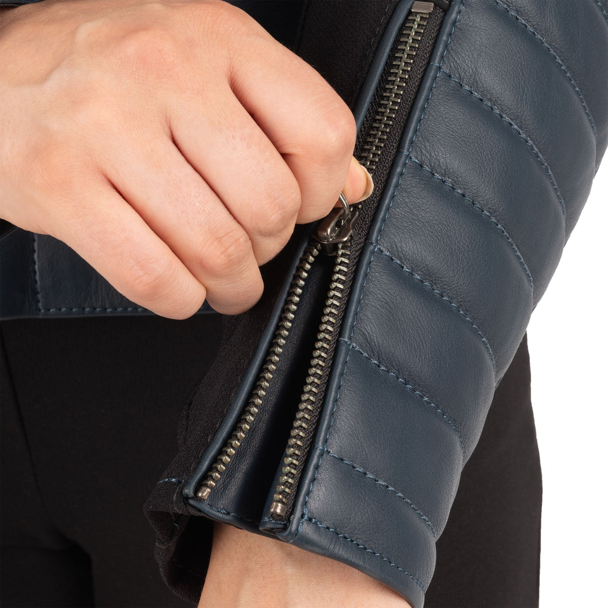 Oxford Radley Ladies Leather Motorcycle Jacket Teal