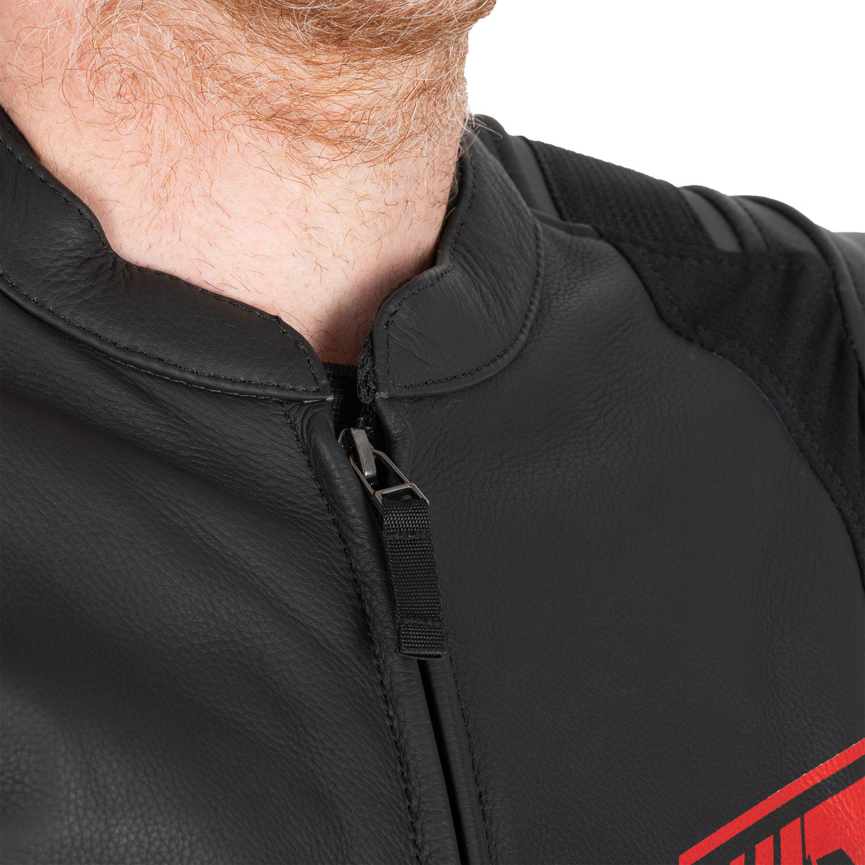 Oxford Cypher 1.0 Men's Leather Black/White/Red Motorcycle Jacket