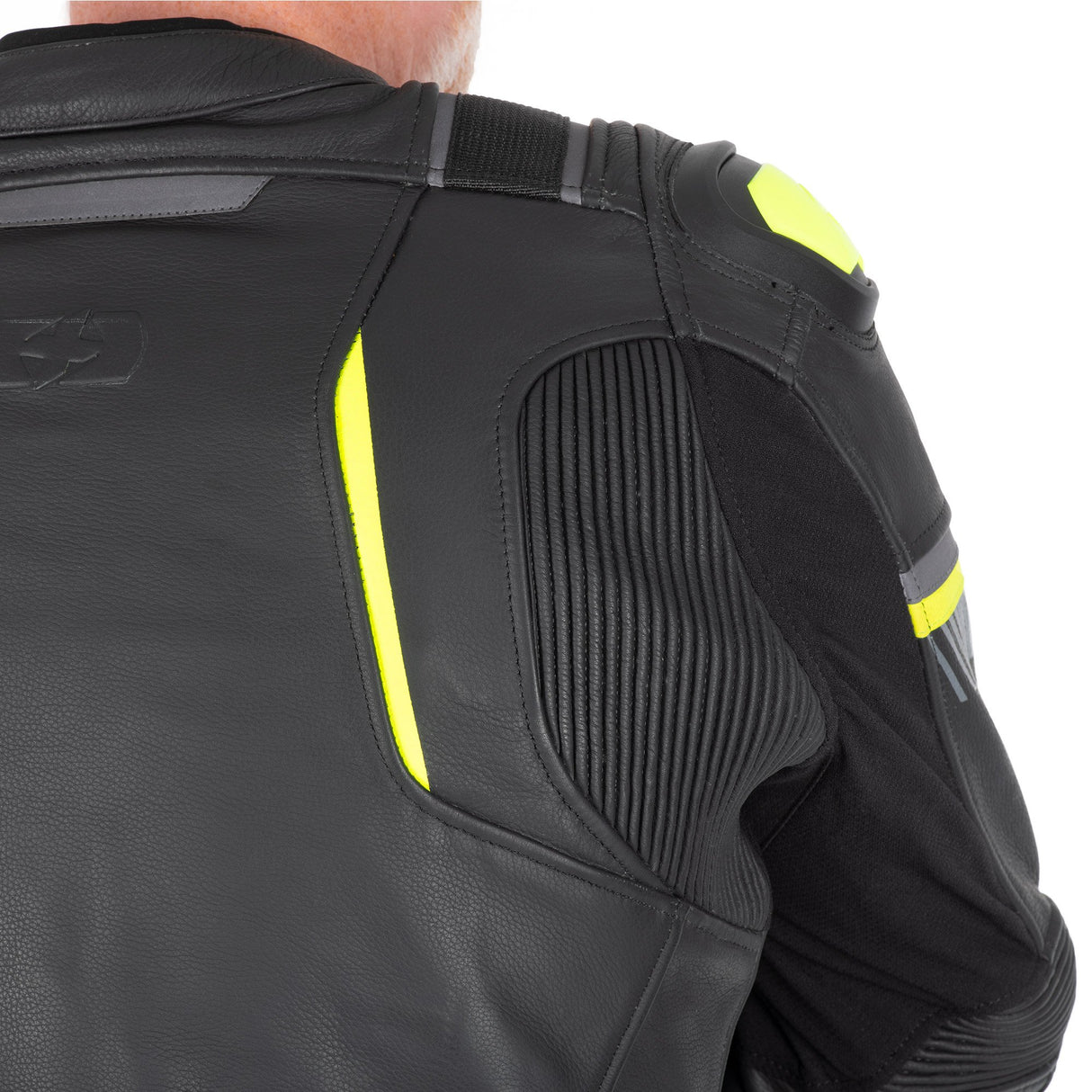 Oxford Cypher 1.0 Men's Leather Black/Fluo Yellow Motorcycle Jacket