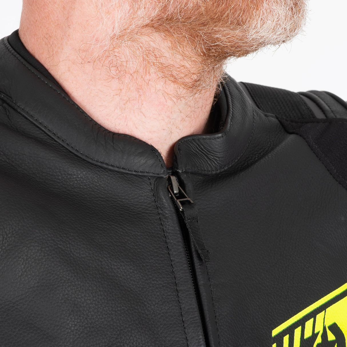 Oxford Cypher 1.0 Men's Leather Black/Fluo Yellow Motorcycle Jacket