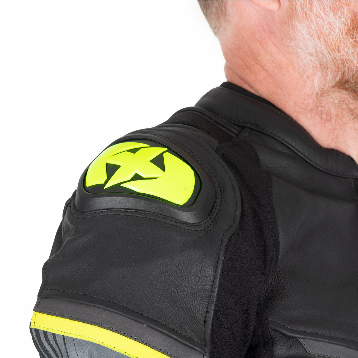 Oxford Cypher 1.0 Men's Leather Black/Fluo Yellow Motorcycle Jacket