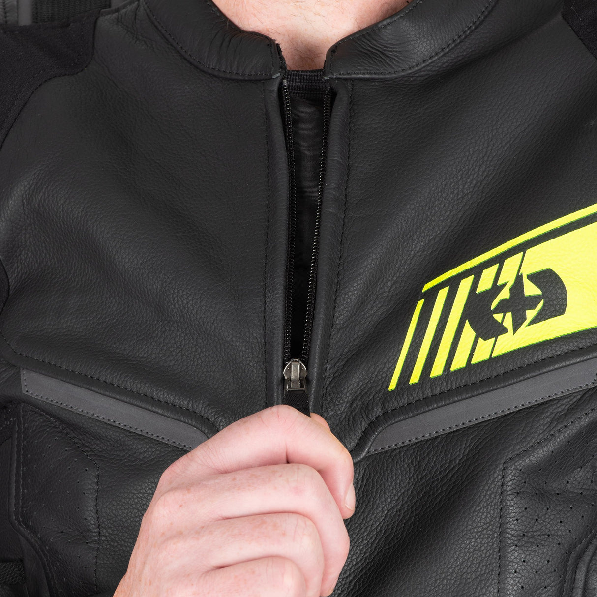 Oxford Cypher 1.0 Men's Leather Black/Fluo Yellow Motorcycle Jacket
