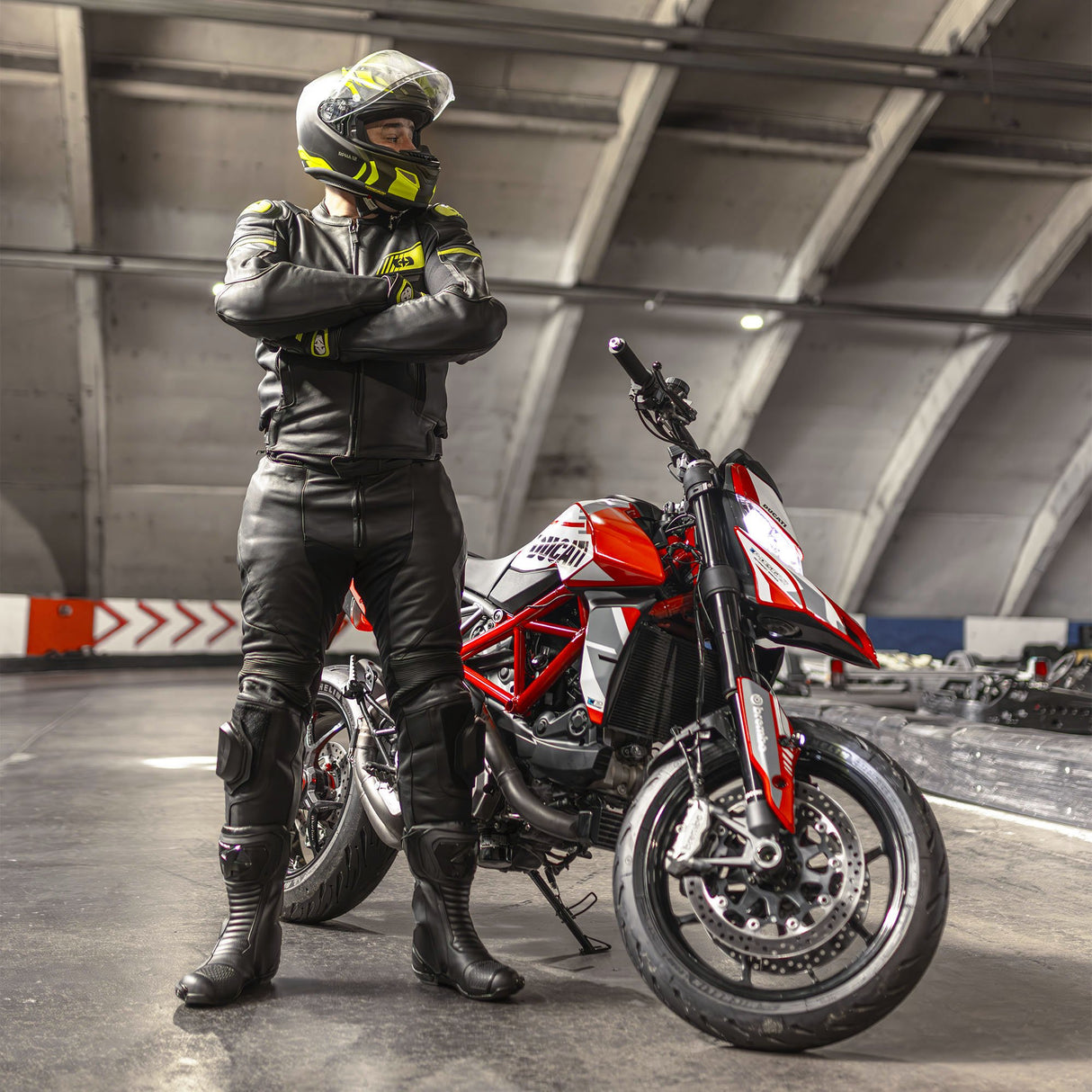 Oxford Cypher 1.0 Men's Leather Black/Fluo Yellow Motorcycle Jacket