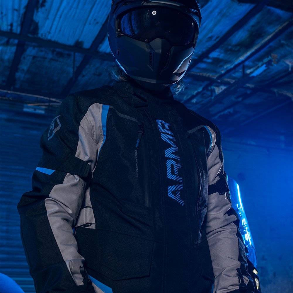 ARMR Kiso 4.0 Men's Waterproof Motorcycle Jacket Black Light Grey Blue