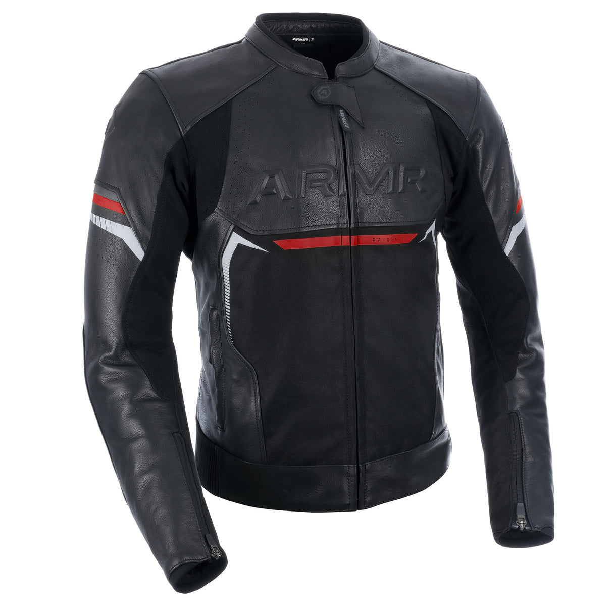 ARMR Raiden 3.0 Mens Motorcycle Leather Jacket Black Red