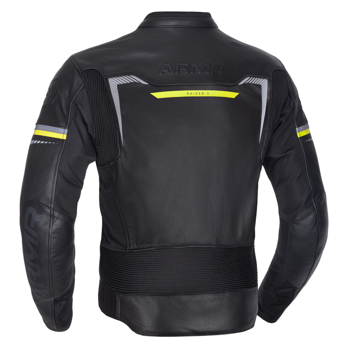 ARMR Raiden 3.0 Men's Leather Motorcycle Jacket Black Yellow Fluo