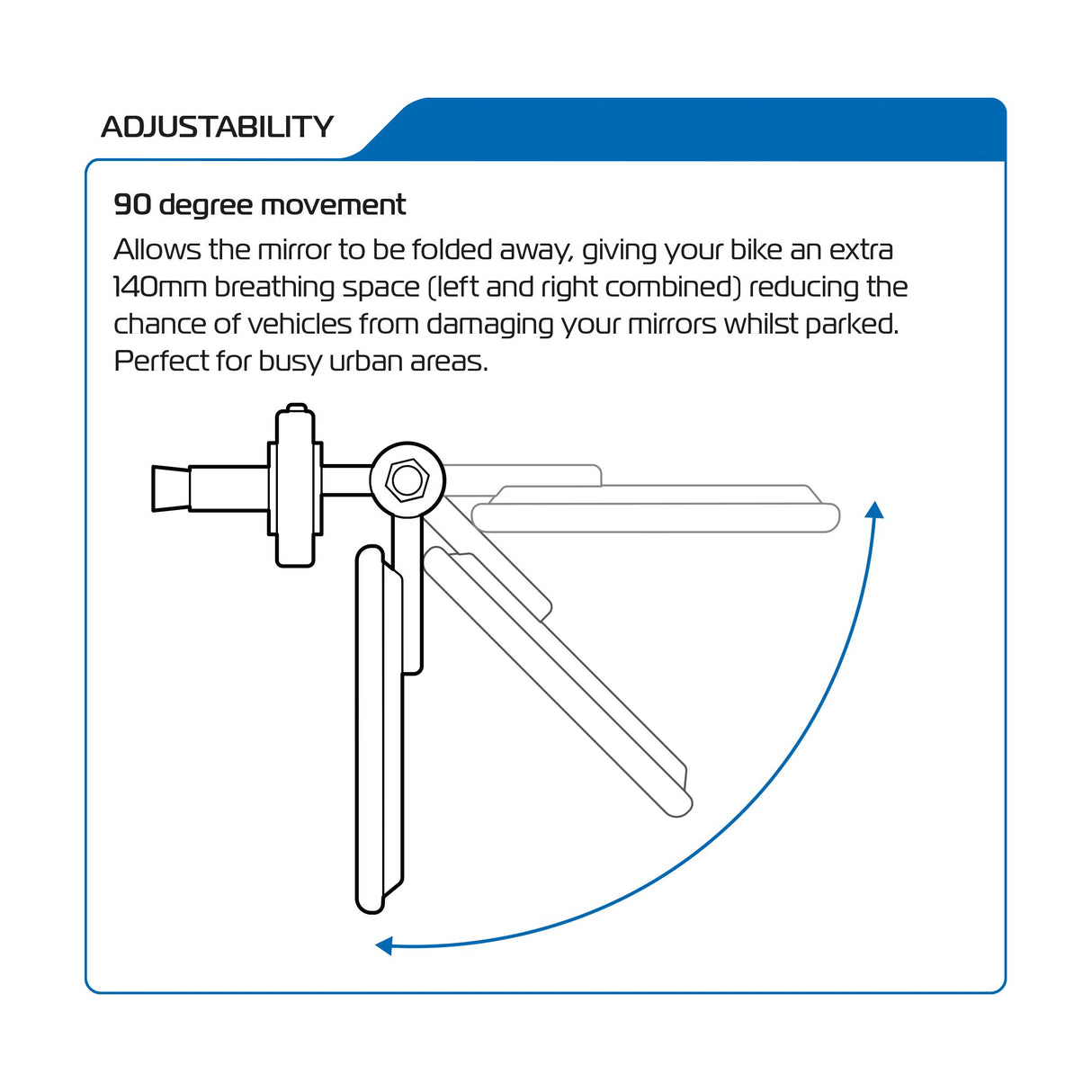 Oxford OX514 Fold-Away Motorcycle Bar End Mirrors - Black Set