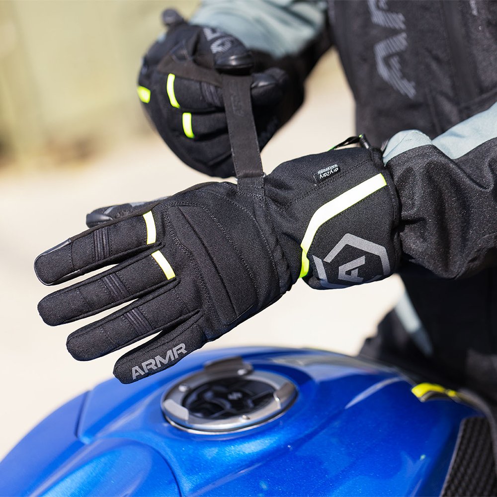 ARMR Kiso 4.0 Men's Waterproof Motorcycle Gloves Black Yellow Fluo