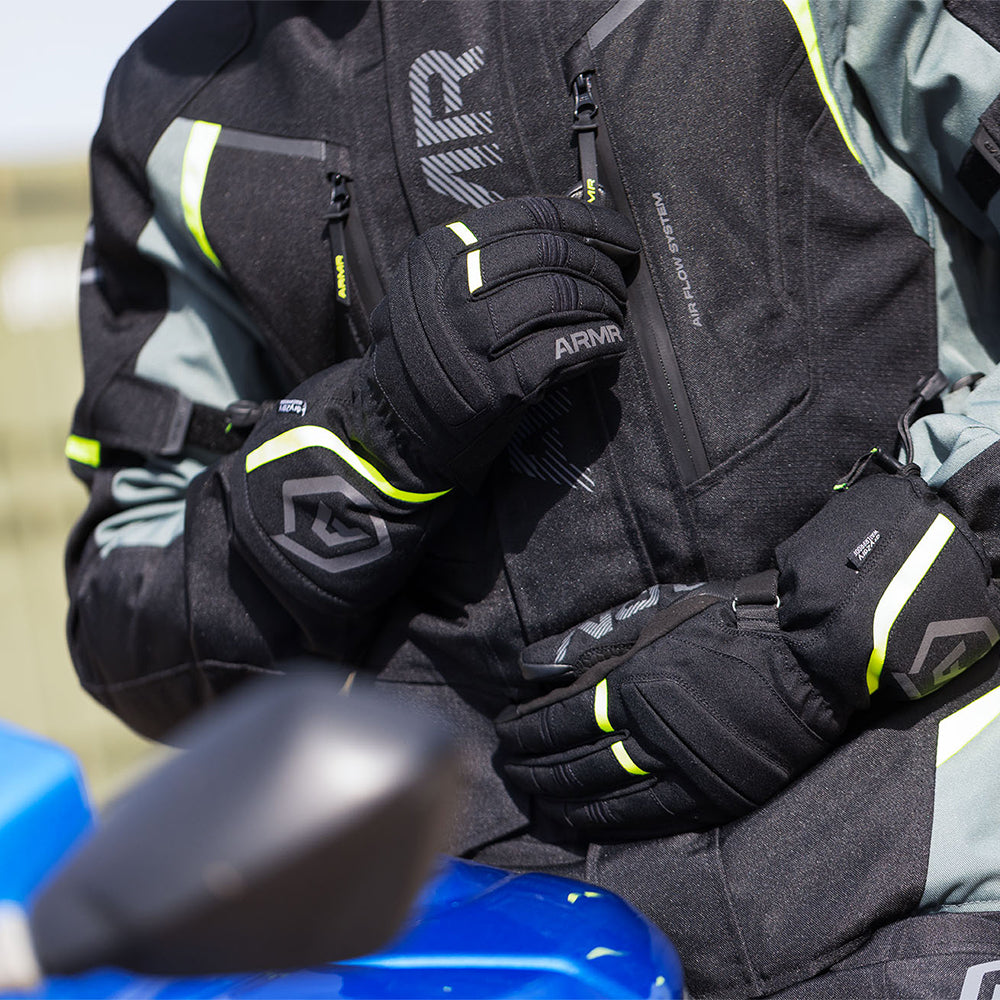 ARMR Kiso 4.0 Men's Waterproof Motorcycle Gloves Black Yellow Fluo