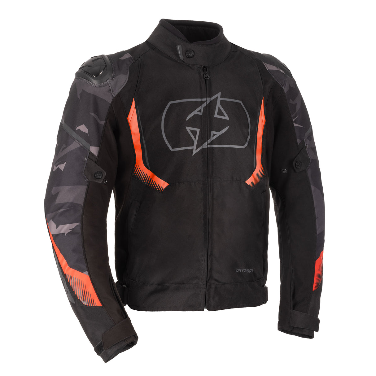 Oxford Omega 1.0 D2D Motorcycle Jacket Black Camouflage Red