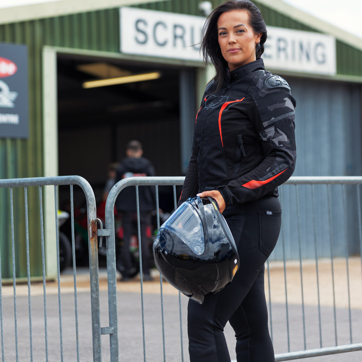 Oxford Omega 1.0 D2D Ladies Motorcycle Jacket Black Camo Red