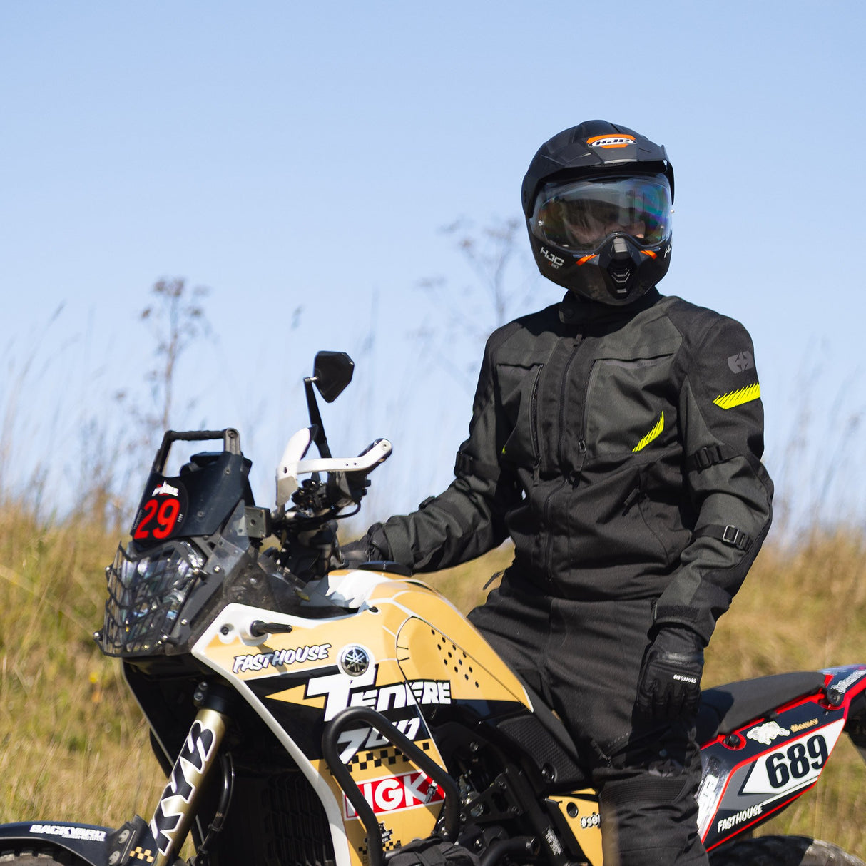 Oxford Toronto 1.0 D2D Men's Motorcycle Jacket Black Green Fluo