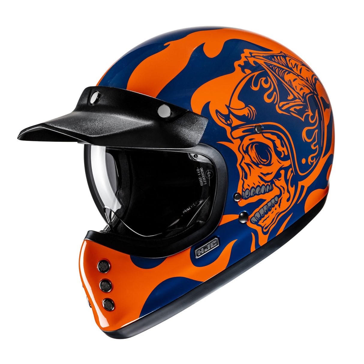 HJC V60 Flame MC27 Blue Orange Motorcycle Helmet