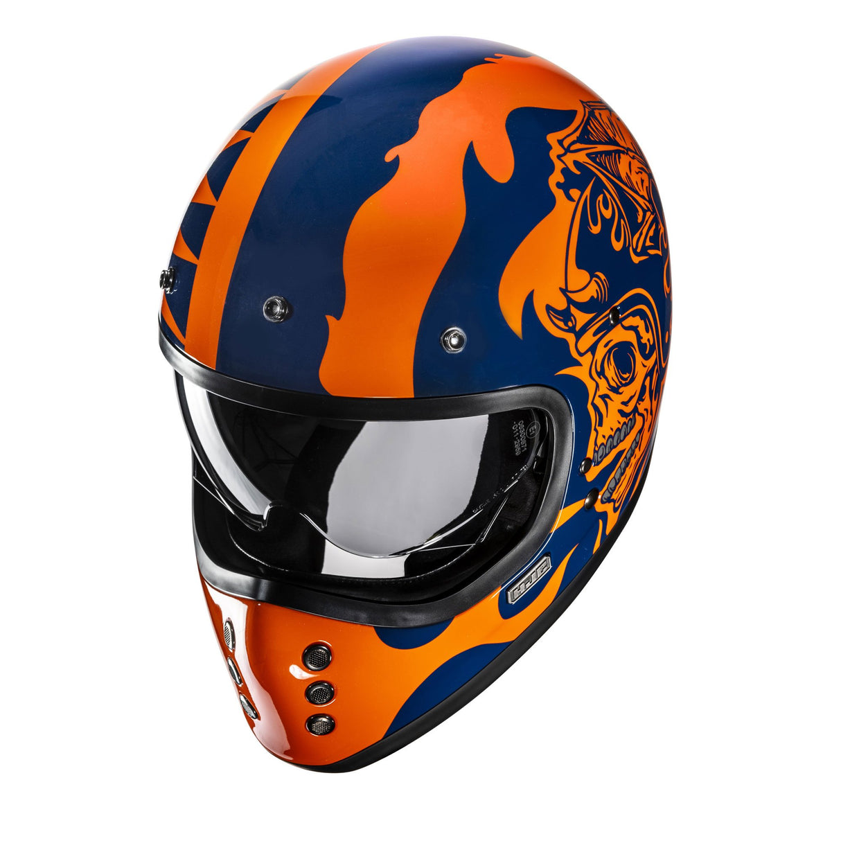 HJC V60 Flame MC27 Blue Orange Motorcycle Helmet