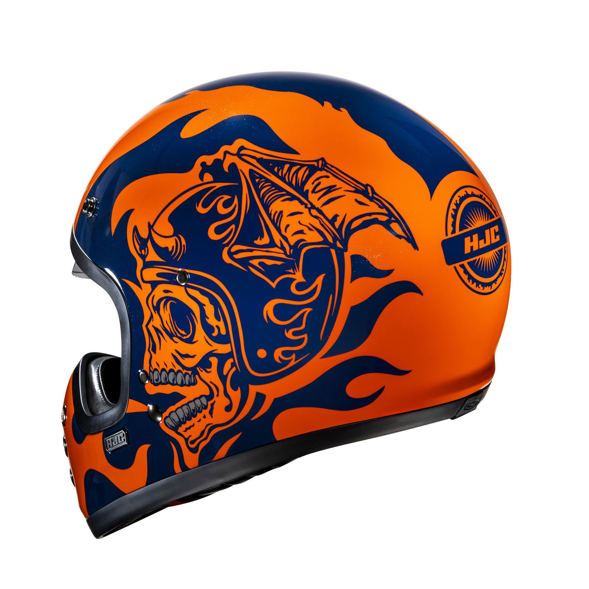 HJC V60 Flame MC27 Blue Orange Motorcycle Helmet