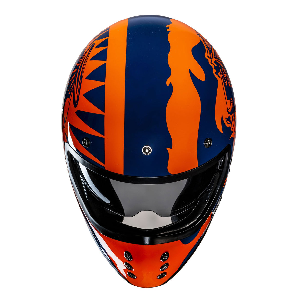 HJC V60 Flame MC27 Blue Orange Motorcycle Helmet