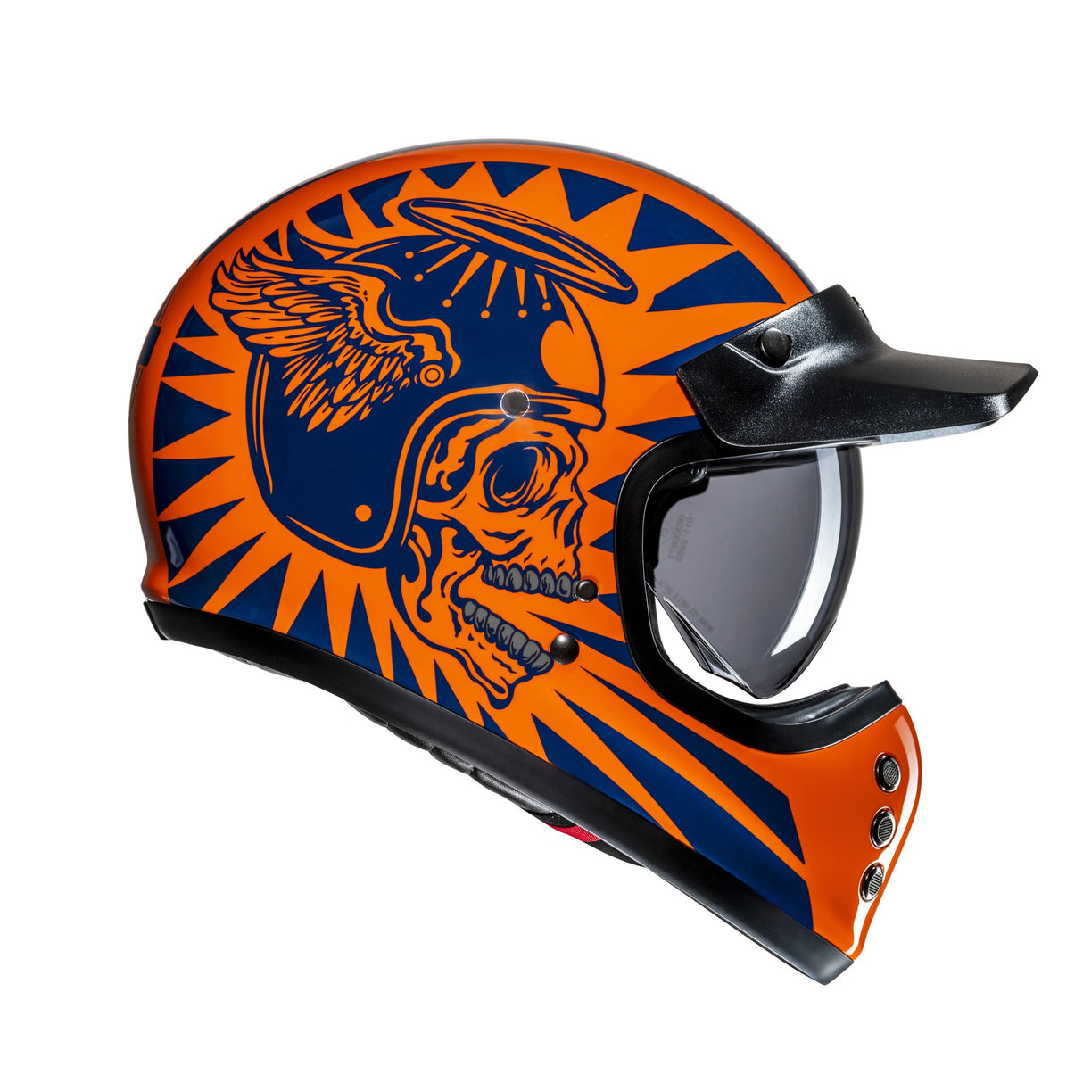 HJC V60 Flame MC27 Blue Orange Motorcycle Helmet