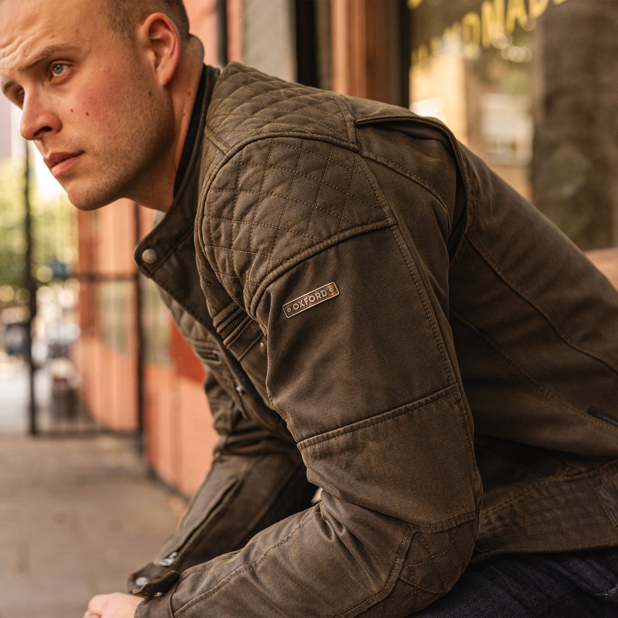 Oxford Hardy Wax 2.0 Men's Motorcycle Jacket Khaki