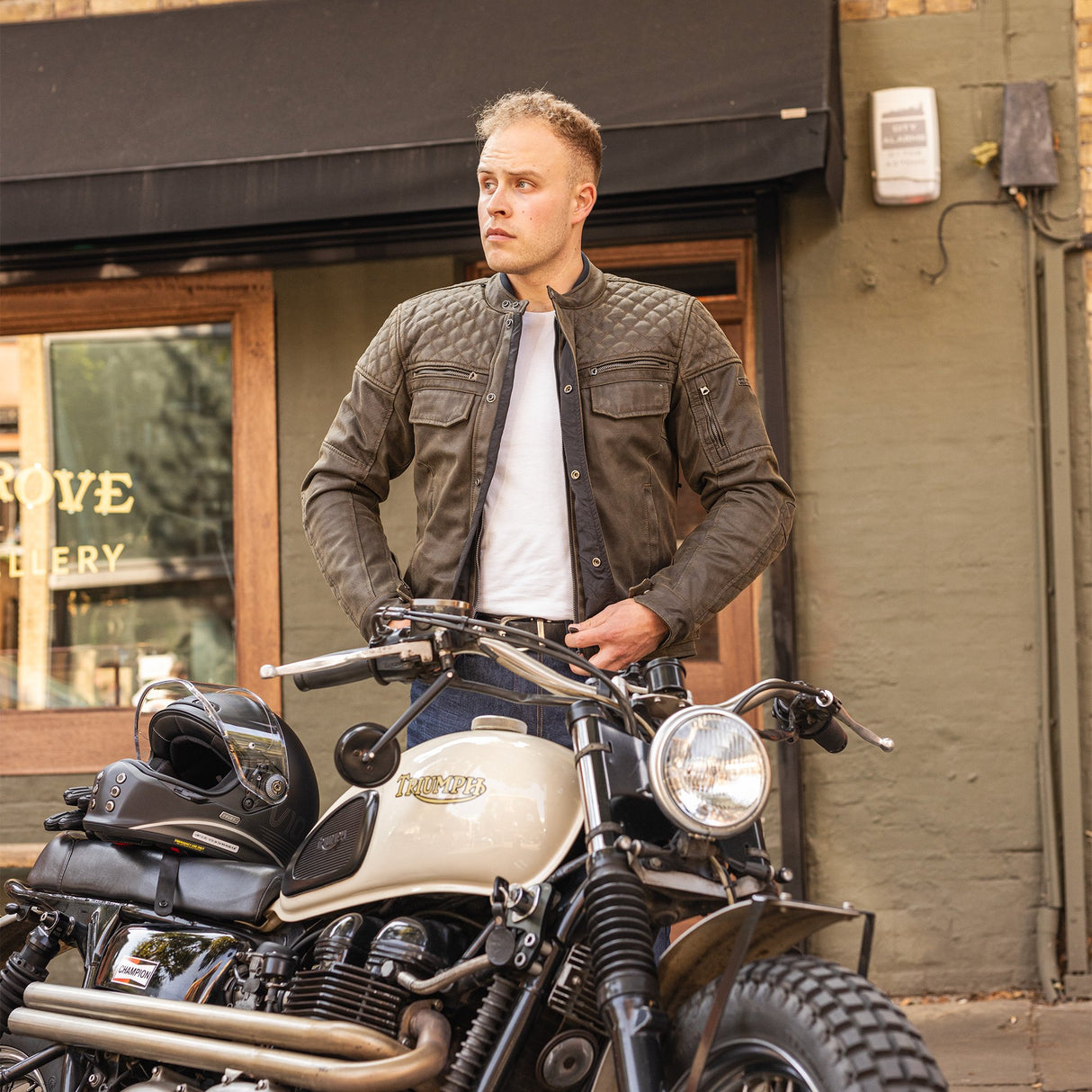 Oxford Hardy Wax 2.0 Men's Motorcycle Jacket Khaki