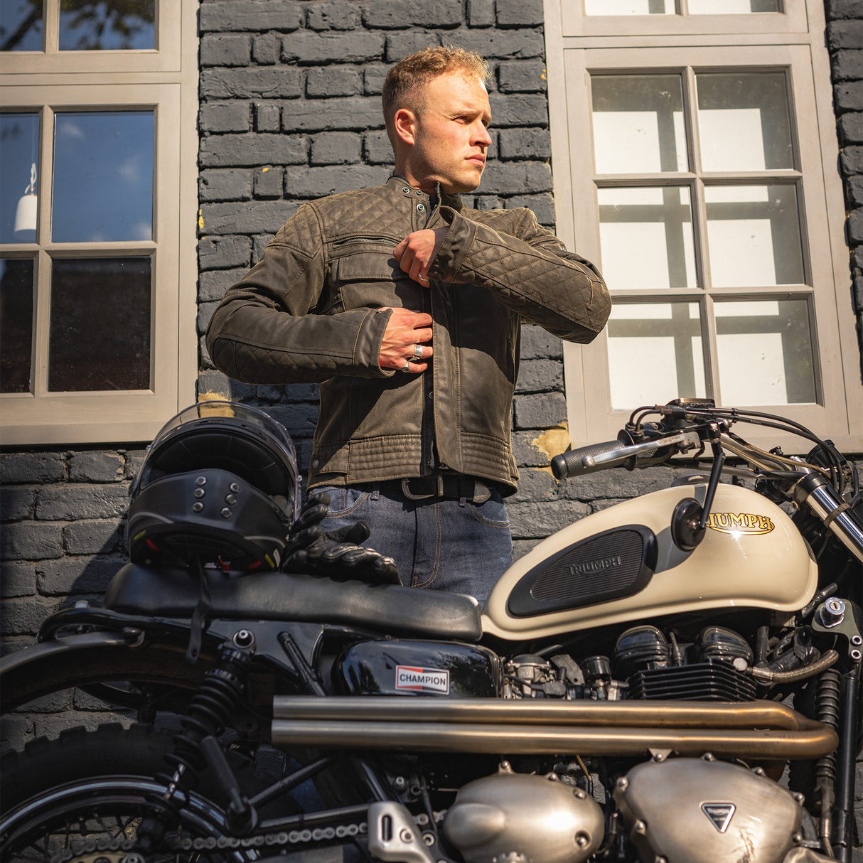 Oxford Hardy Wax 2.0 Men's Motorcycle Jacket Khaki