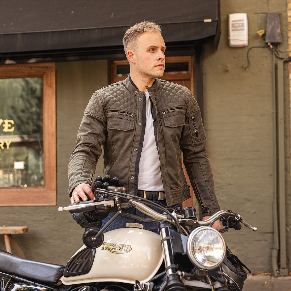 Oxford Hardy Wax 2.0 Men's Motorcycle Jacket Khaki