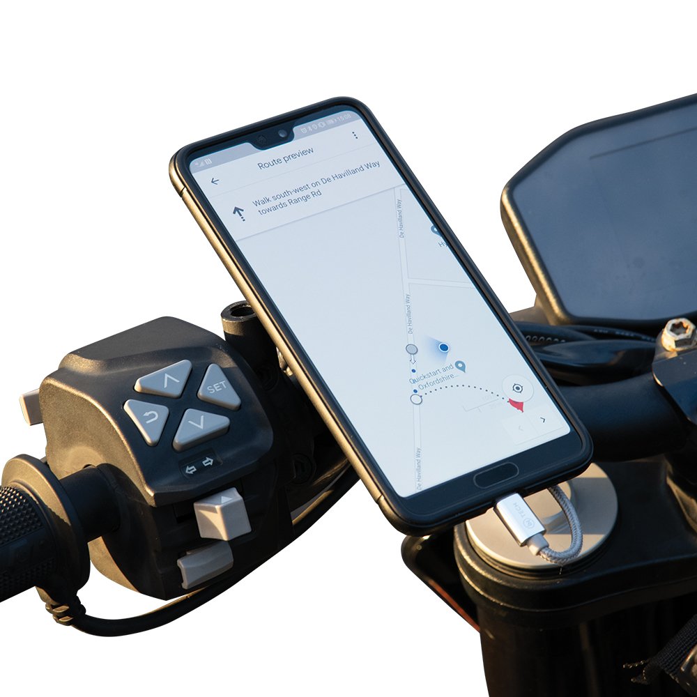Oxford CLIQR OX866 USB Type A Motorcycle Handlebar Mount Motorbike Phone Holder Charger GPS