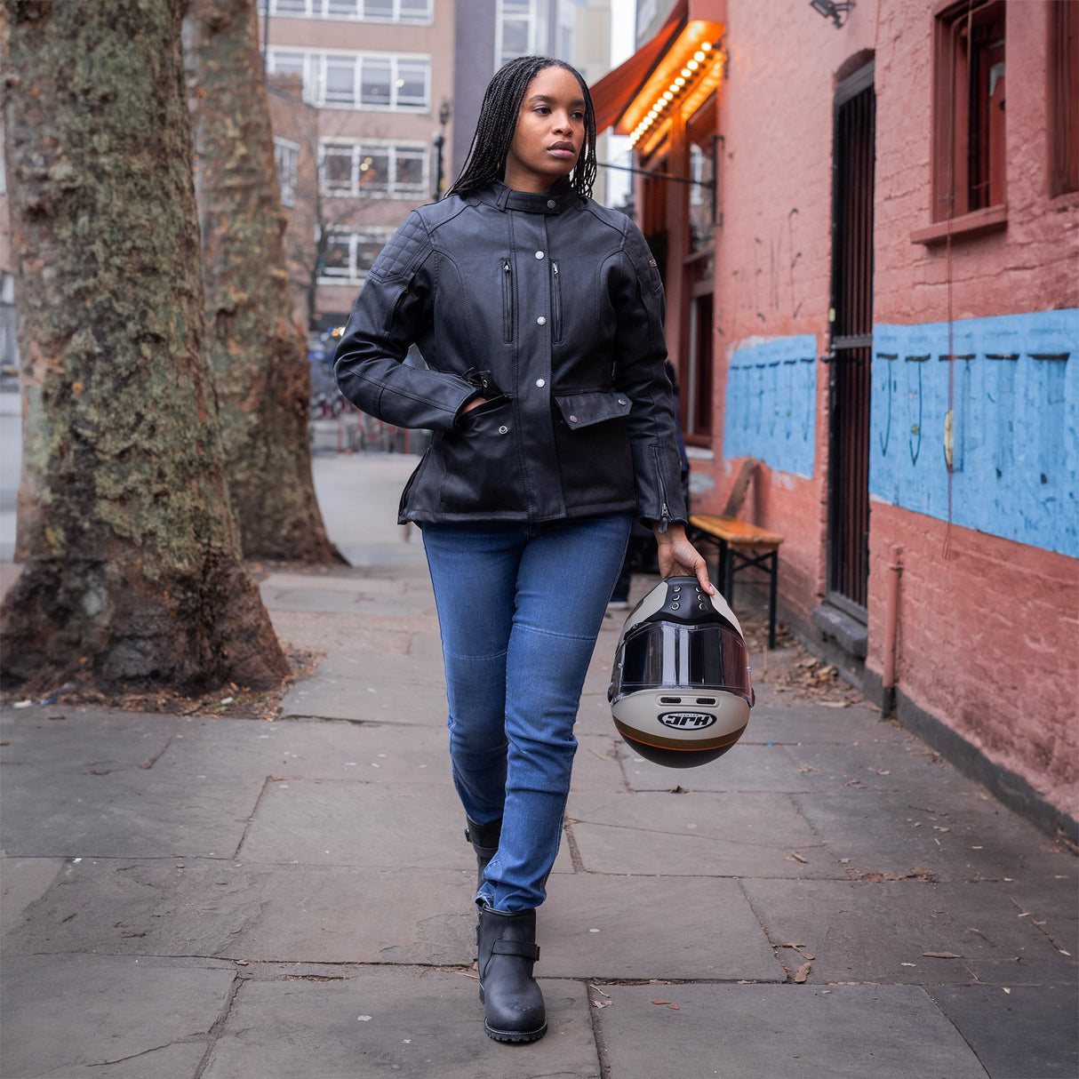 Oxford Original Approved Sofia AA Women's Slim Motorcycle Jeans Mid Blue