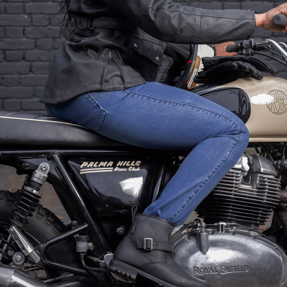 Oxford Original Approved Sofia AA Women's Slim Motorcycle Jeans Mid Blue