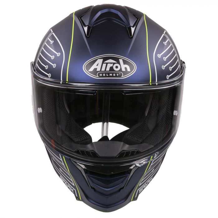 Airoh Spark Flow Helmet Fluro Yellow Blue Circuit MATT