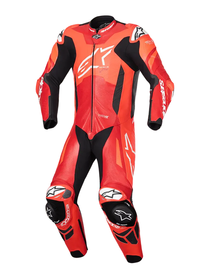 Alpinestars GP Plus V4 Sprint 1 Piece Leather Suit Fluo Red Mid Red White