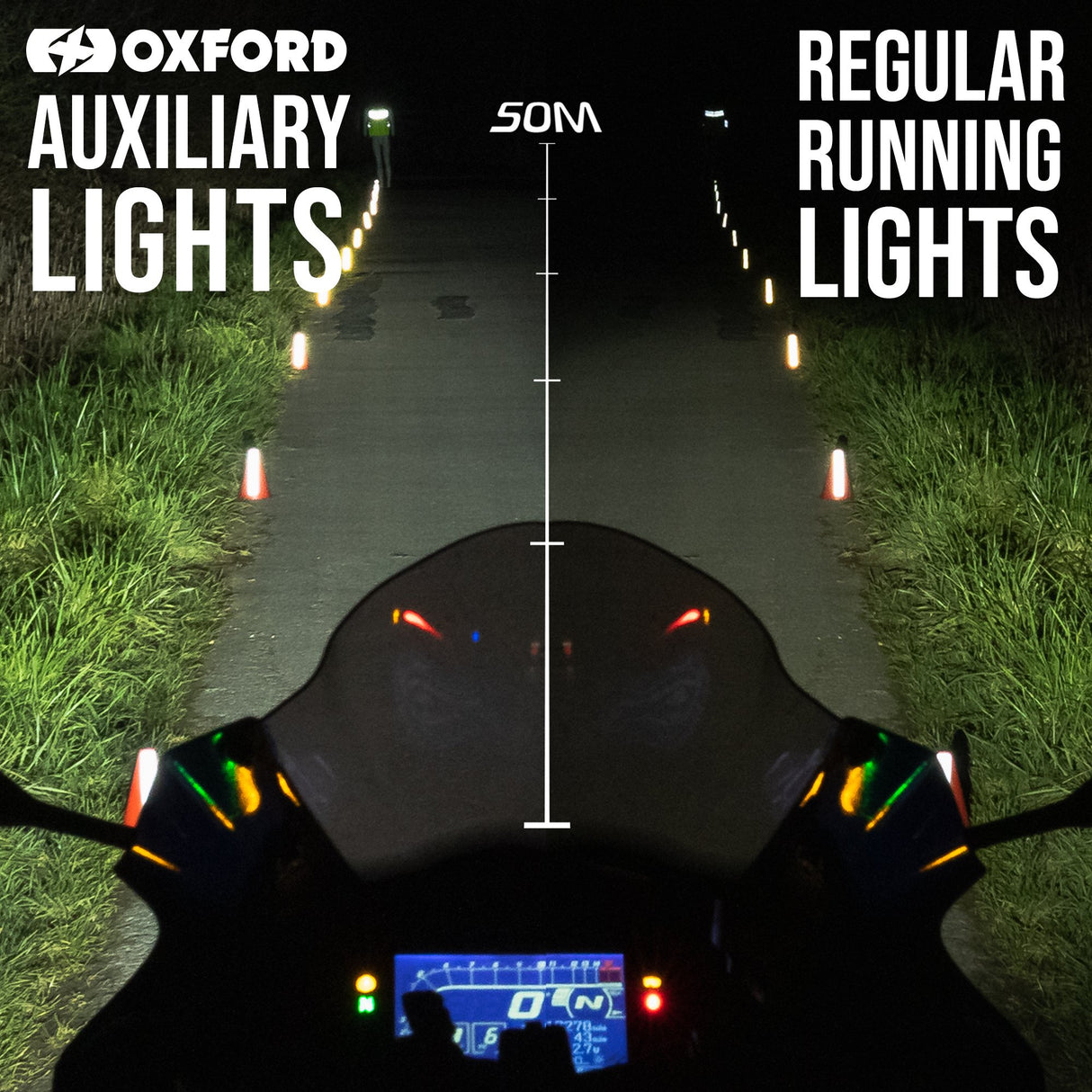 Oxford EL380 Motorcycle Motorbike Adventure Auxiliary DRL LED Lights Headlights Fits 22-28mm Bars
