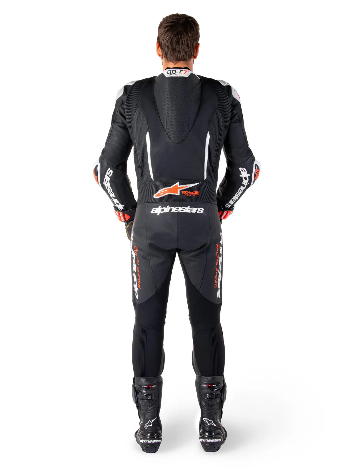 Alpinestars GP-R7 One Piece Leather Suit Black White Fluo Red