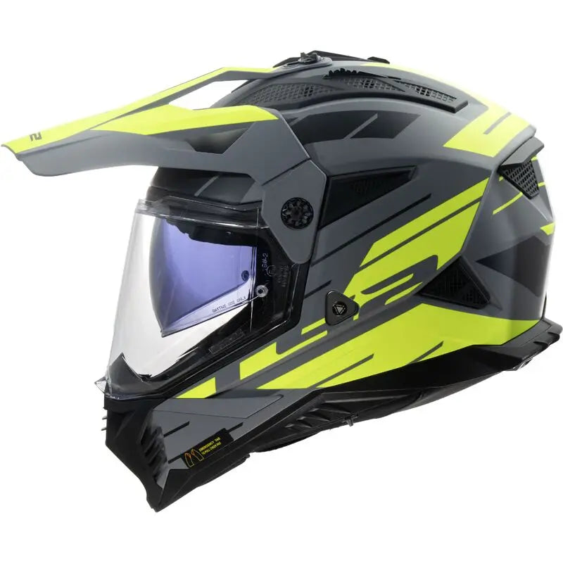 LS2 MX702 Pioneer II NAMIB Matt Grey Hi-Vis Yellow Motorcycle Helmet