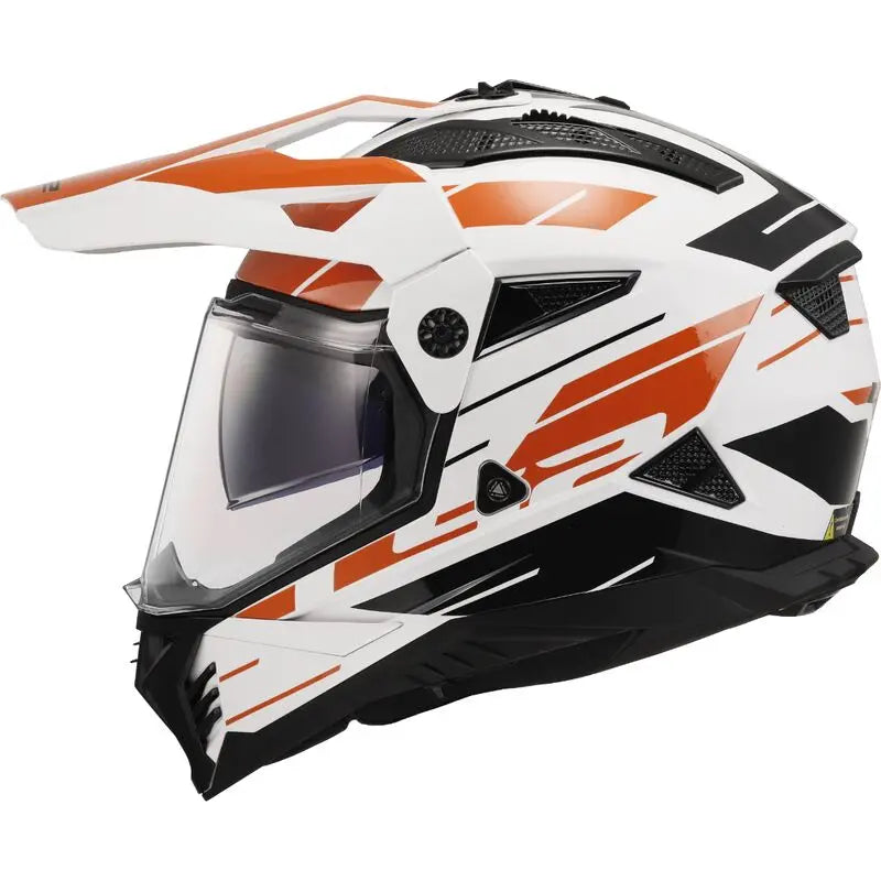 LS2 MX702 Pioneer II NAMIB White Orange Motorcycle Helmet