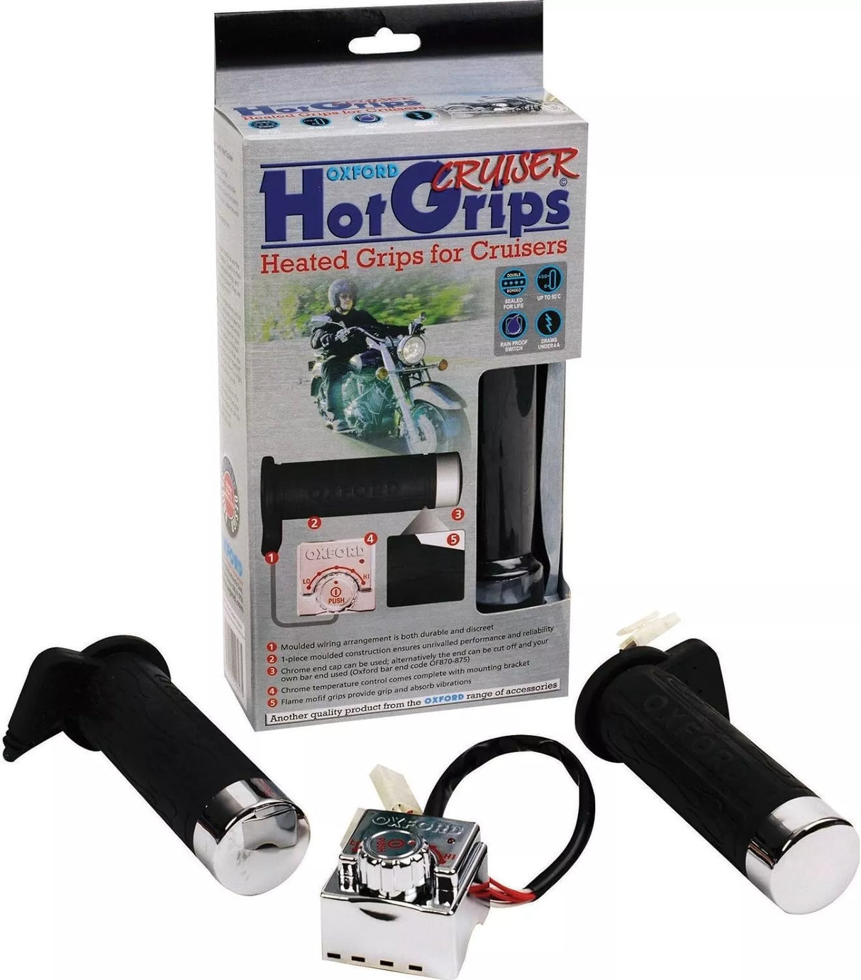 Oxford OF697 HotGrips Essential Cruiser Chopper Heated Grips Motorbike Motorcycle 1 Inch 25mm