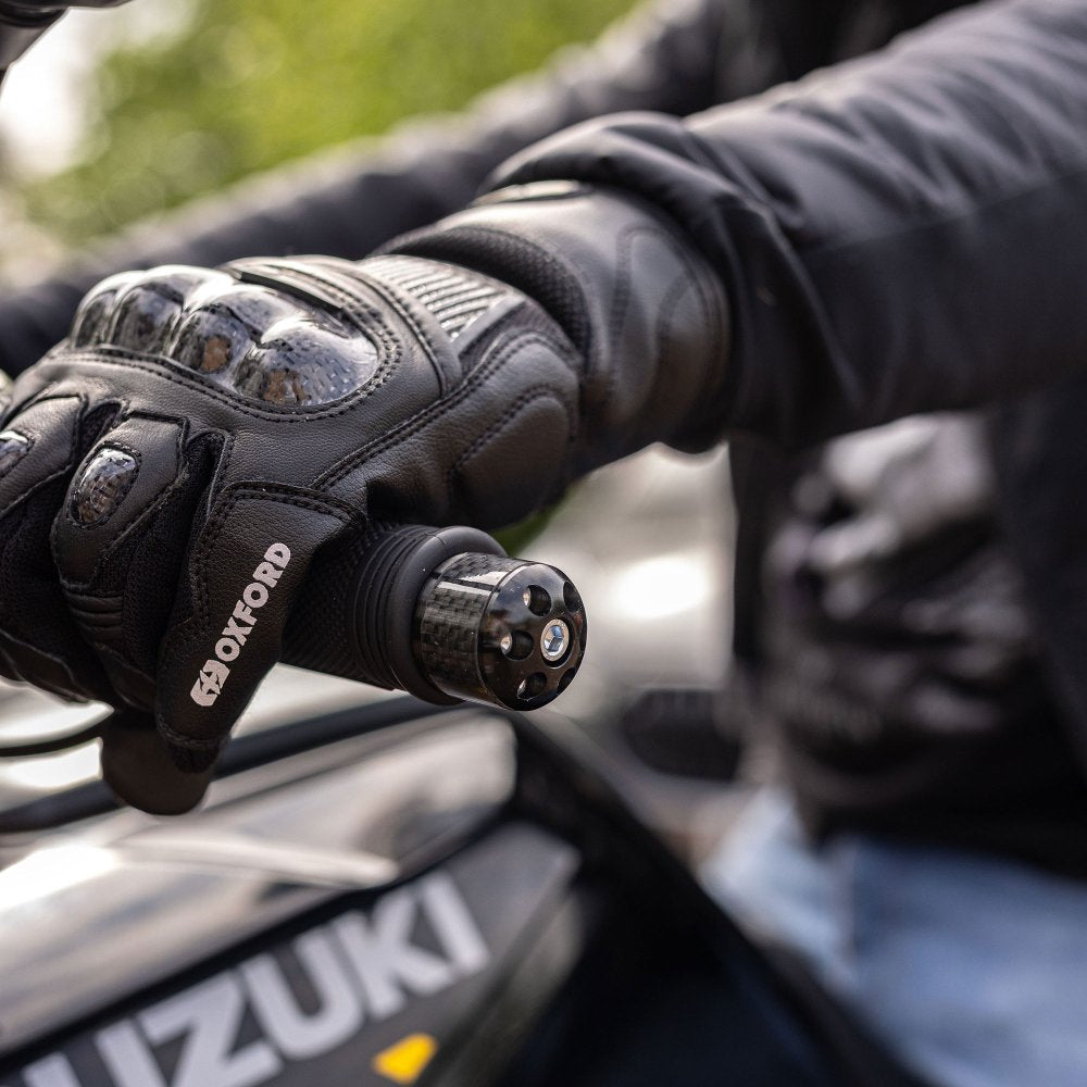 Oxford OX586 Aluminium Motorcycle Motorbike 22mm Handlebar CarbEnds 1 Universal Bar Ends Black