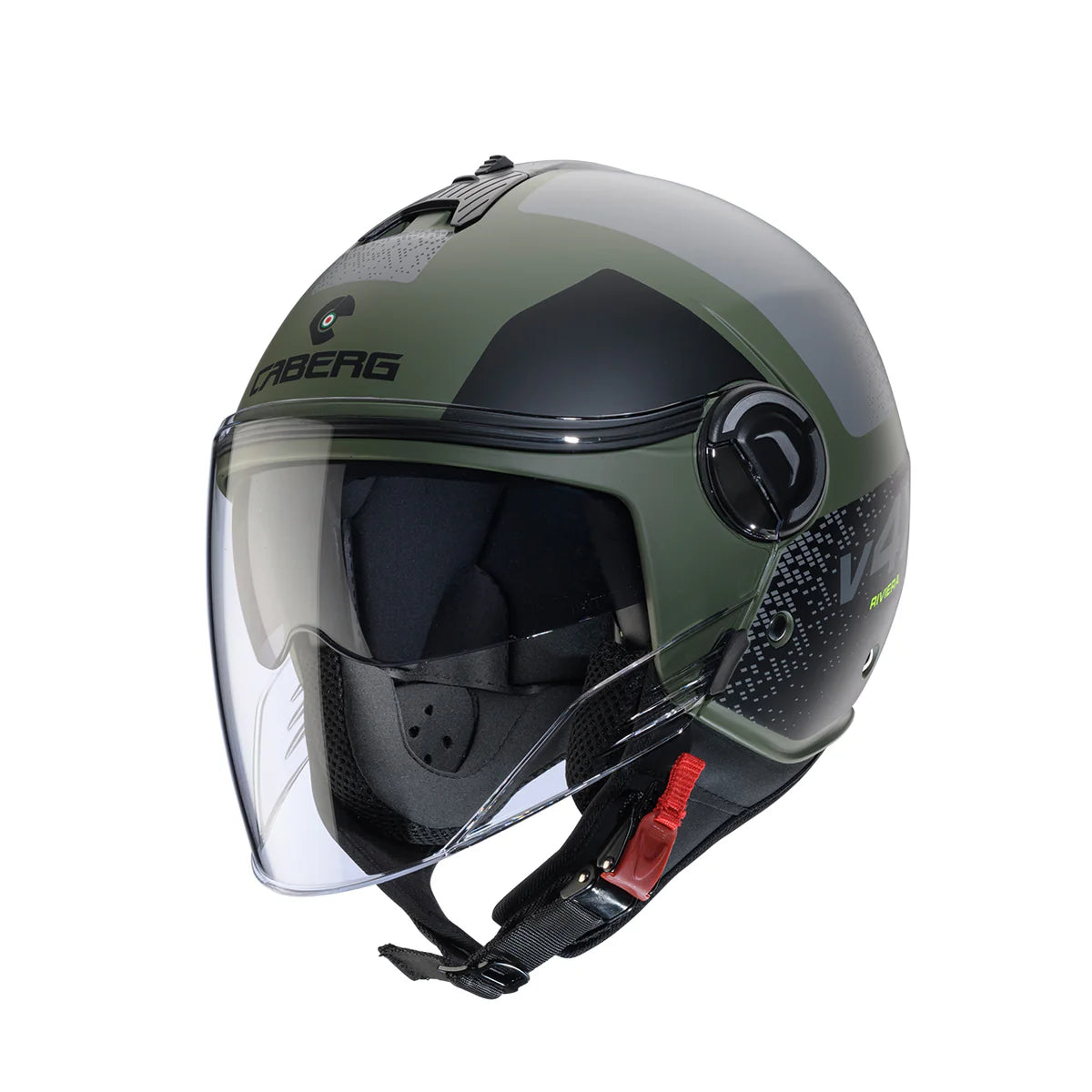 Caberg Riviera V4X Alpha Matt Military Green Black Grey Motorcycle Helmet
