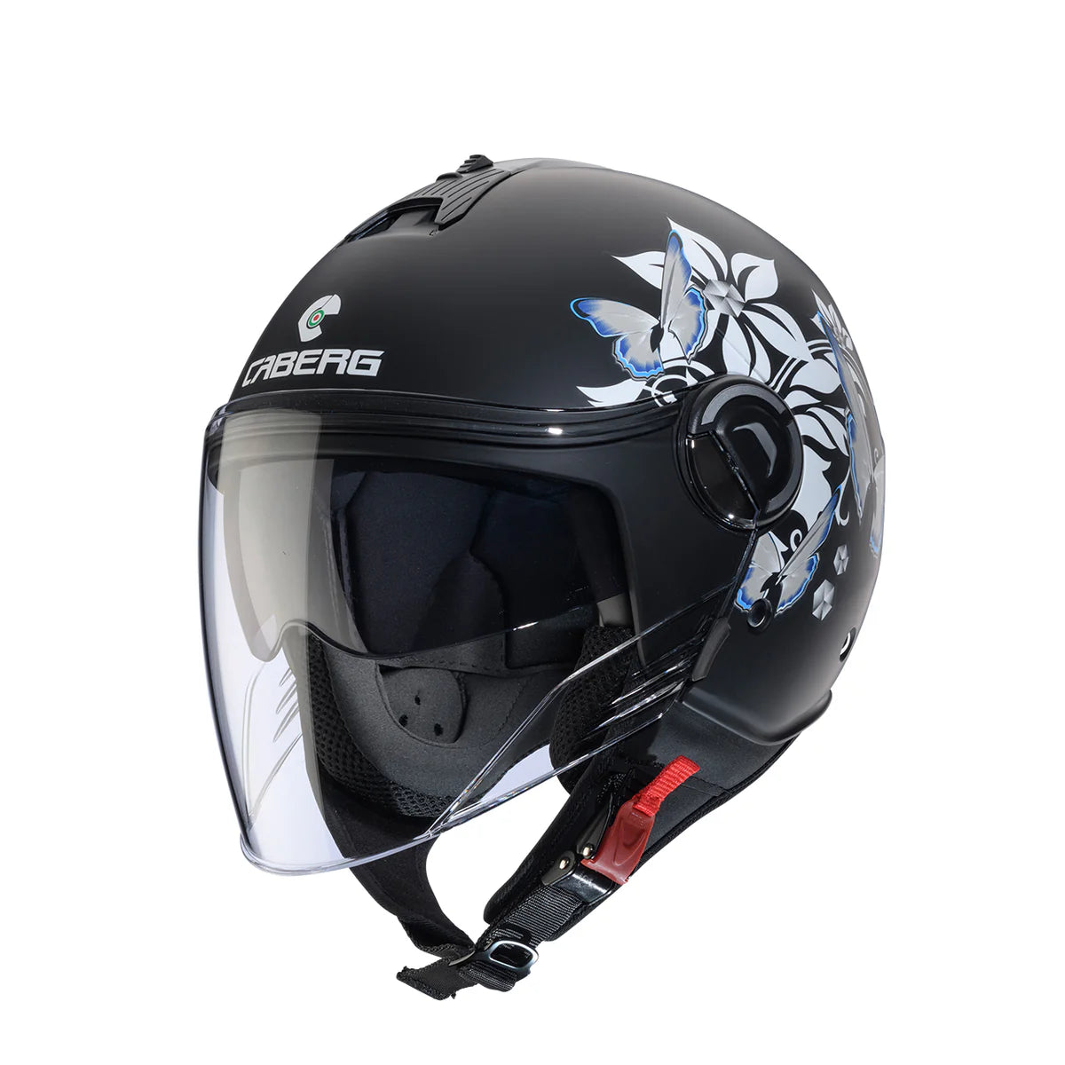 Caberg Riviera V4X Mia Matt Black White Grey Light Blue Motorcycle Helmet