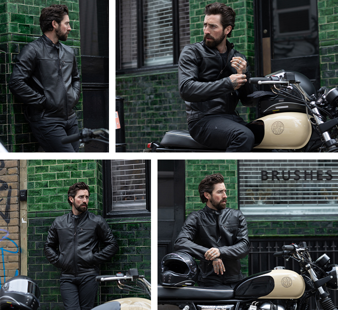 Oxford Walton 2.0 Armoured Men's Motorcycle Leather Jacket Black