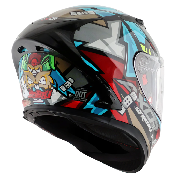 Axor Street Bobby Motorcycle Helmet Gloss Black Blue