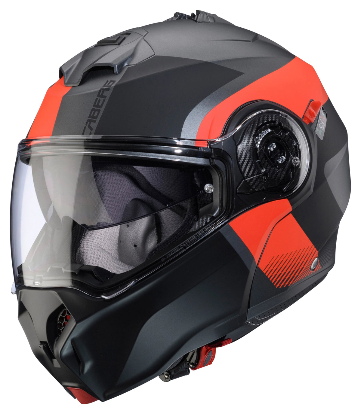 Caberg Duke Evo Indy Matt Gun Metal Fluo Red Black Motorcycle Helmet