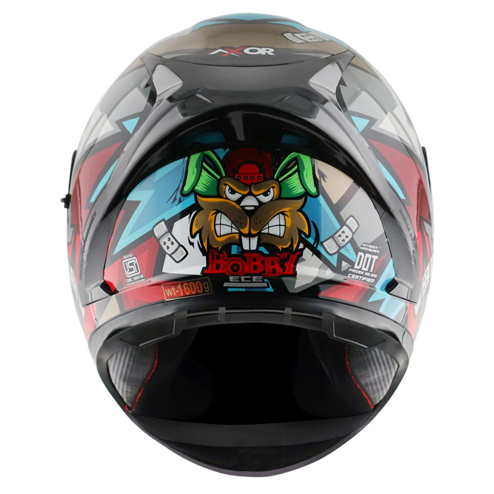 Axor Street Bobby Motorcycle Helmet Gloss Black Blue