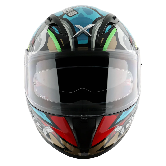 Axor Street Bobby Motorcycle Helmet Gloss Black Blue